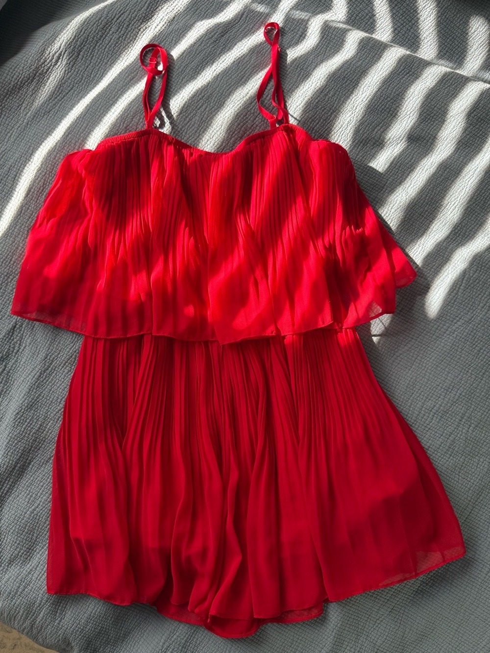 Red Spaghetti-Strap Party Romper
